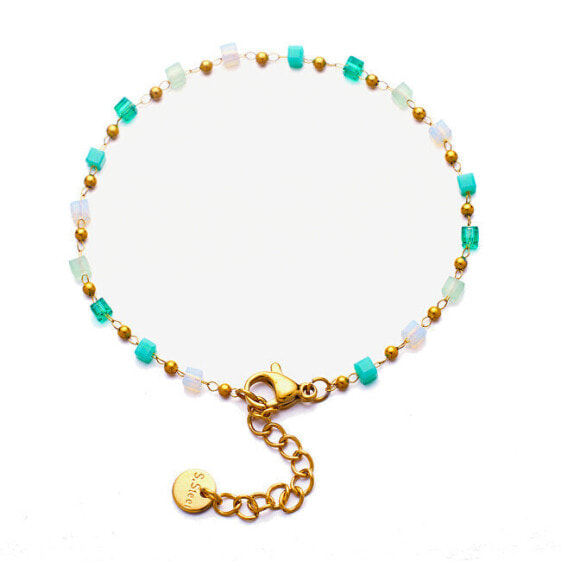 Fine gold-plated bracelet with green beads