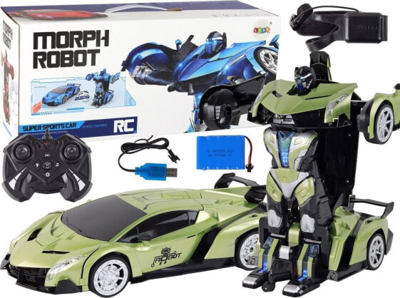 LeanToys Samochód- Robot Transformacja R/C 1:10 Zielony Sterowanie Gestami