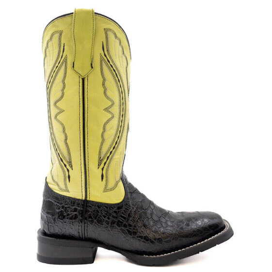 Ferrini Kai Embroidery Square Toe Cowboy Womens Black, Yellow Casual Boots 925