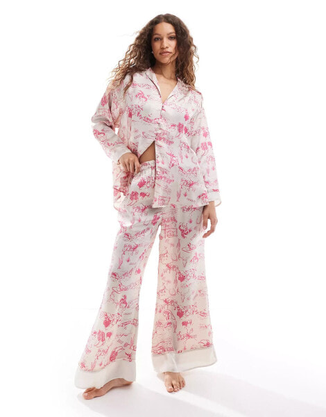 Free People western print pyjama set in pink