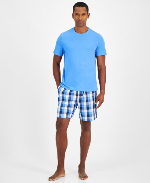 Men's Solid T-Shirt & Woven Plaid Boxer Set, Created for Macys