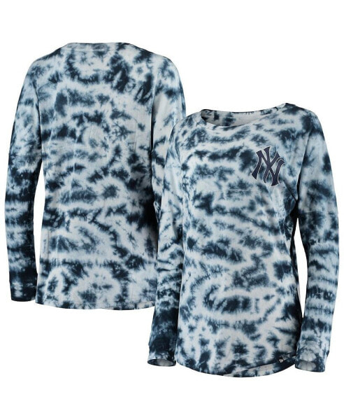 Women's Navy New York Yankees Tie-Dye Long Sleeve T-shirt