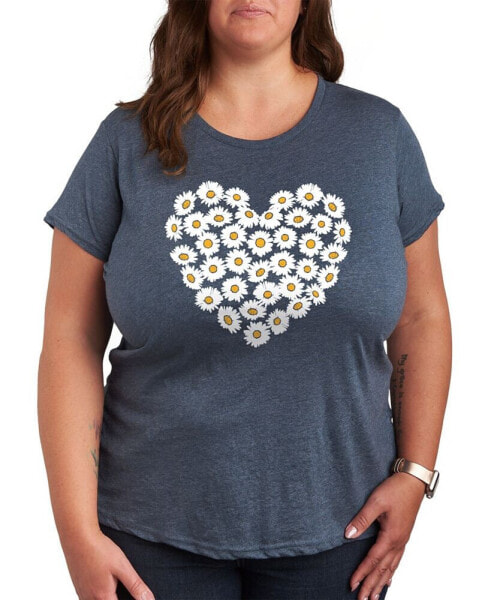 Daisy Heart Plus Size Graphic T-Shirt