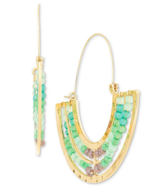 Gold-Tone Beaded Curving Drop Earrings, Created for Macy's