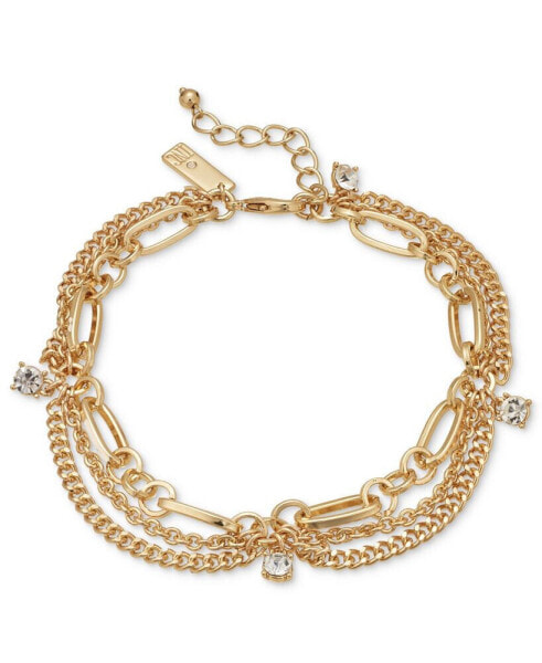 Crystal Mixed Chain Triple-Row Ankle Bracelet, Created for Macy's