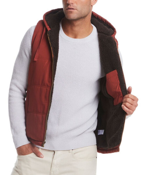 Men's Sherpa Lined Hooded Puffer Vest