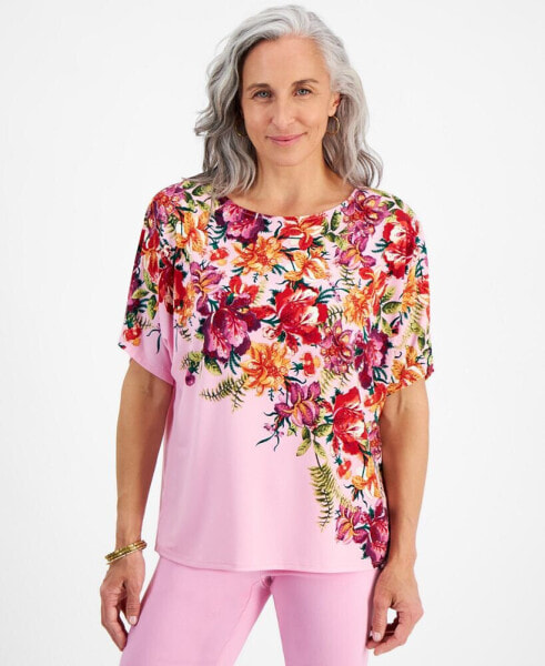 Petite Paradise Garden Dolman-Sleeve Top, Created for Macy's