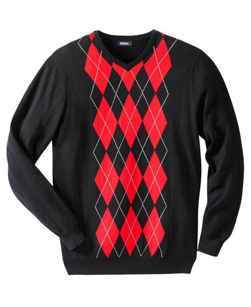 Big & Tall V-Neck Argyle Sweater