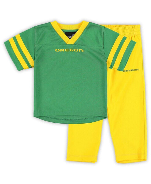 Toddler Boys and Girls Green, Yellow Oregon Ducks Red Zone Jersey and Pants Set