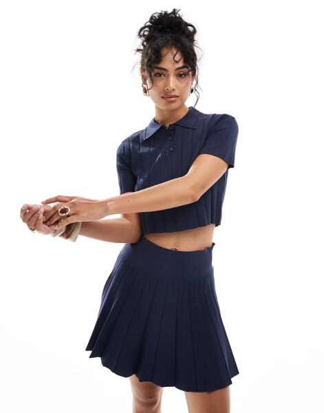 Mango polo top co-ord in navy