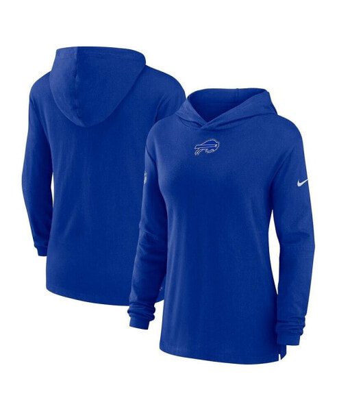 Women's Royal Buffalo Bills Sideline Performance Long Sleeve Hoodie T-shirt