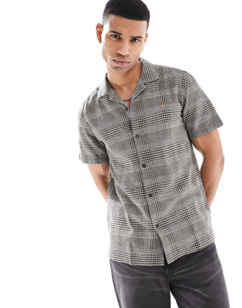 Farah yute check shirt in brown