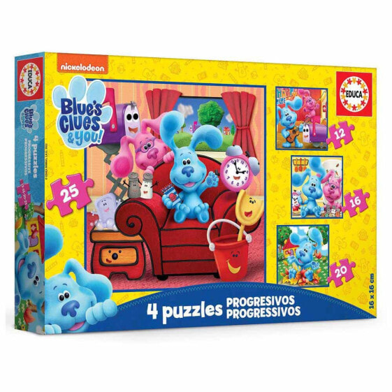 EDUCA BORRAS Puzzles Progresivos Las Pistas De Blue 12-16-20-25 Pieces Wooden Puzzle