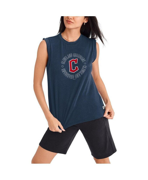 Women's Navy Cleveland Guardians Madison Tri-Blend Tank Top