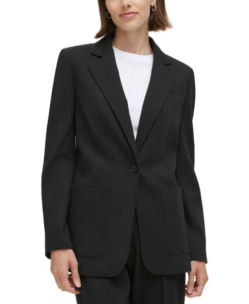 Petite Notched-Collar One-Button Jacket