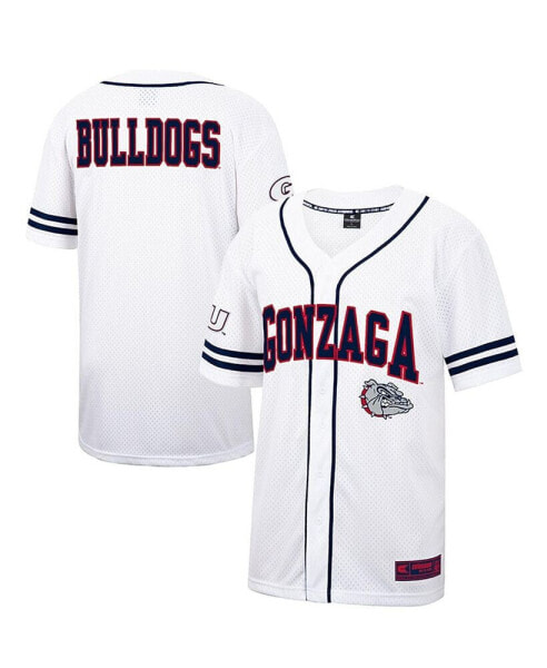 Men's White and Navy Gonzaga Bulldogs Free Spirited Baseball Jersey