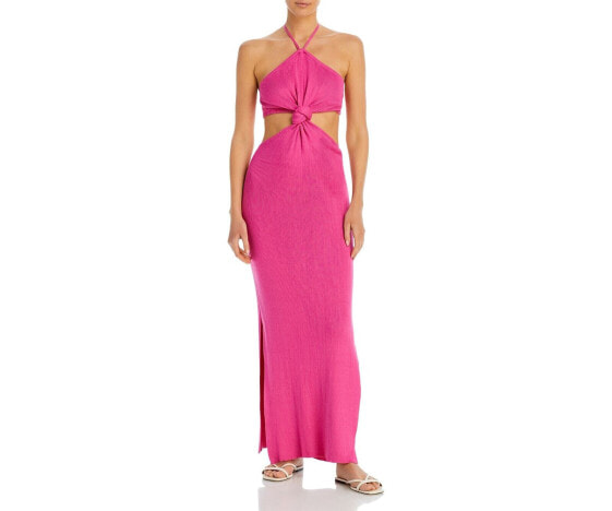 Capittana Womens Mika Halter Knitted Cotton Maxi Dress Pink Size XS/S