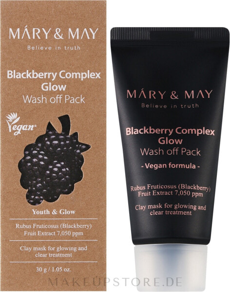 Antioxidative Ton-Gesichtsmaske mit Brombeere - Mary & May Blackberry Complex Glow Wash Off Mask 30 g