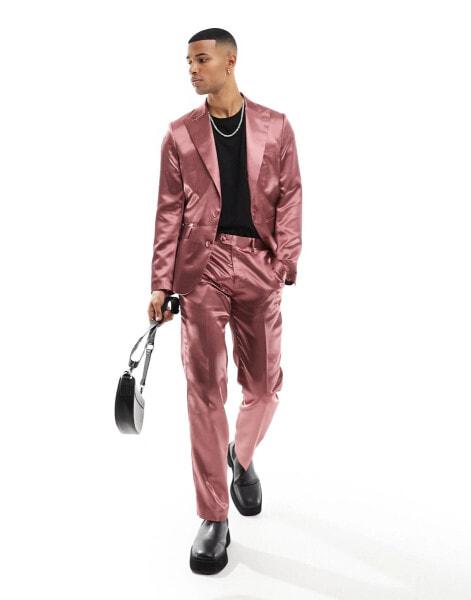 Gianni Feraud dark mauve satin straight suit trouser