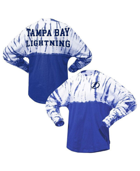 Men's and Women's Blue Tampa Bay Lightning Crystal Half Dye Long Sleeve T-Shirt