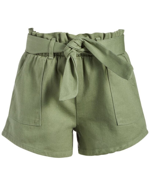 Big Girls Tie-Belt Cotton Twill Shorts