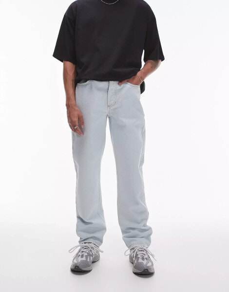 Topman straight jeans in summer light wash tinted blue