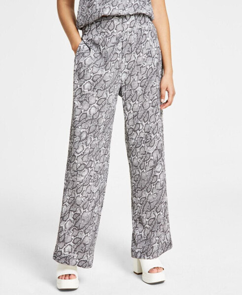 Women's Snakeskin-Print Wide-Leg Pants, Created for Macy's