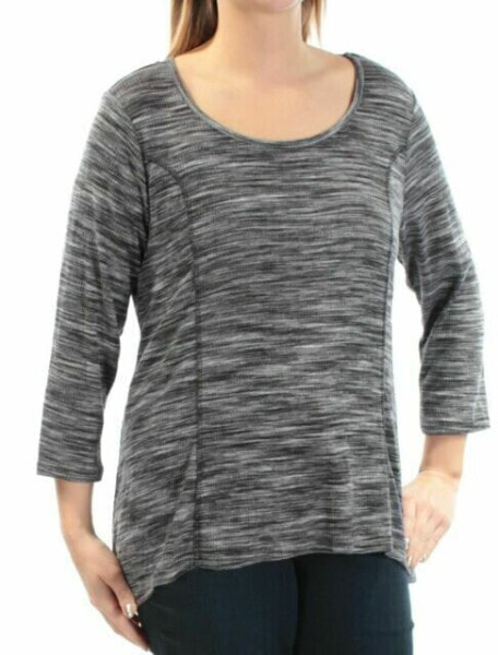 Топ Style & Co Scoop Neck Hi Lo Gray Black XL