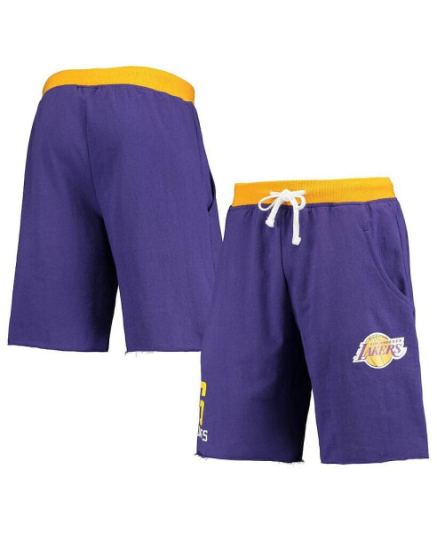 Men's LeBron James Purple Los Angeles Lakers Name and Number French Terry Shorts