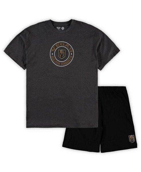 Men's Black, Heathered Charcoal Vegas Golden Knights Big and Tall T-shirt and Shorts Sleep Set