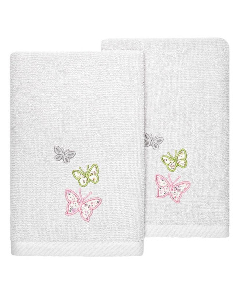 Textiles Turkish Cotton Mariposa Embellished Bath Towel Set, 2 Piece