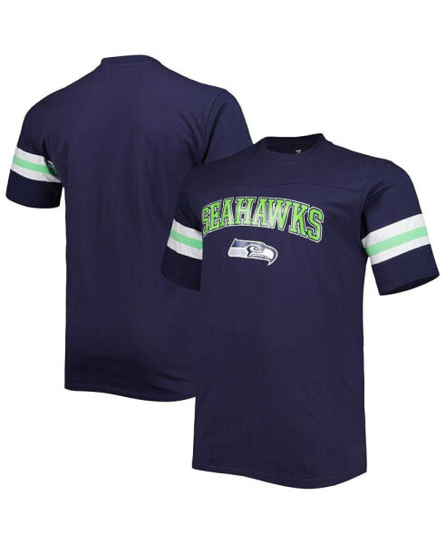 Men's College Navy Seattle Seahawks Big and Tall Arm Stripe T-shirt