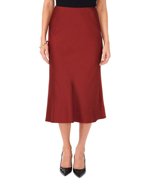 Women's Satin A-Line Pull-On Midi Skirt