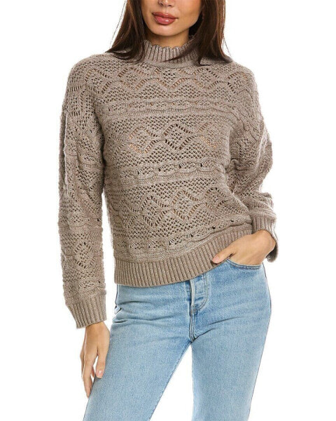 Design History Pointelle Sweater Women's Brown Xs