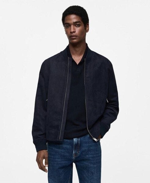 Men's Suede-Effect Bomber Jacket