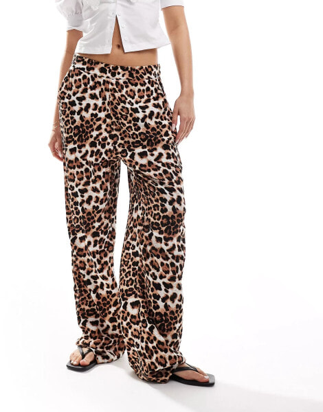 Vero Moda wide leg trousers in leopard print