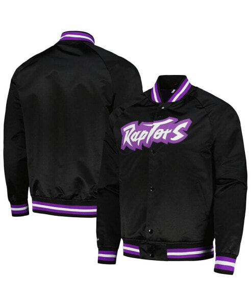 Men's Black Toronto Raptors Hardwood Classics Throwback Wordmark Raglan Full-Snap Jacket