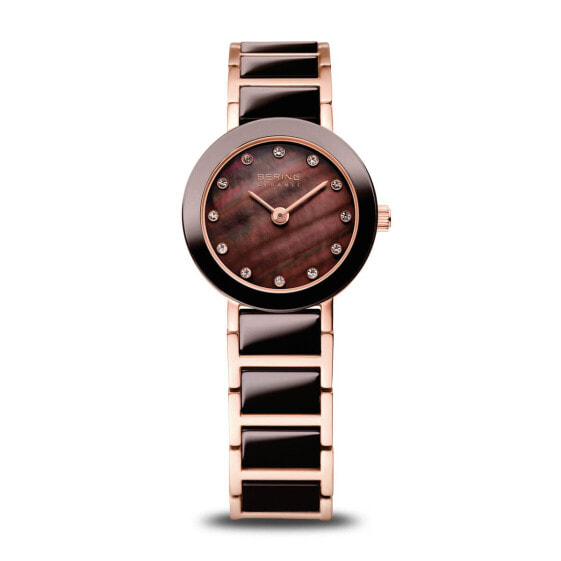 Bering Damen Armbanduhr Ceramic 22 mm Armband Edelstahlband mit Keramikelementen rosegold 11422-765