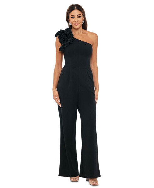 Petite Ruffle One-Shoulder Jumpsuit