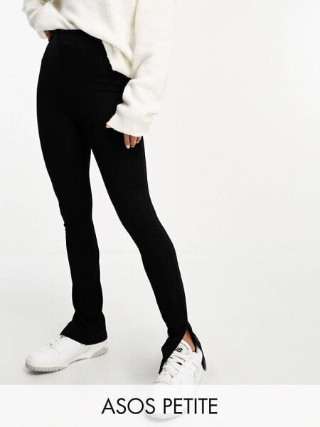 ASOS DESIGN Petite legging with side split in black