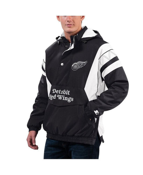 Men's x NHL Black Ice Black, White Detroit Red Wings Home Team Half-Zip Pullover Hoodie Jacket