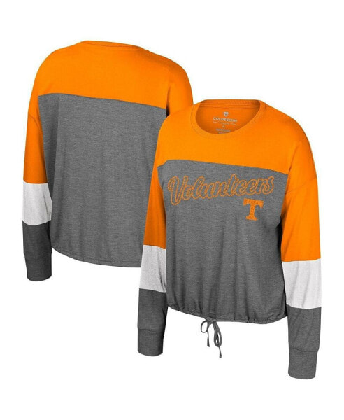 Women's Gray Tennessee Volunteers Twinkle Lights Tie Front Long Sleeve T-shirt