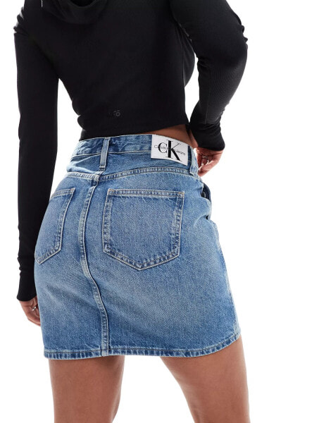 Calvin Klein Jeans denim mini skirt in light wash