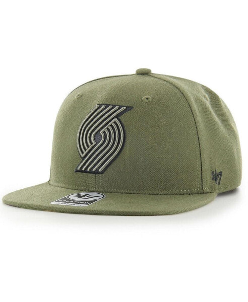 Men's Olive Portland Trail Blazers Ballpark Camo Captain Snapback Hat