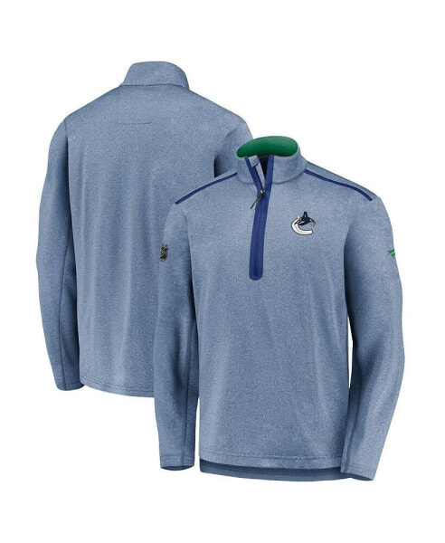 Men's Heathered Blue Vancouver Canucks Authentic Pro Travel and Training Quarter-Zip Jacket