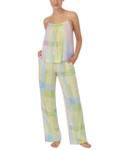 Women's 2-Pc. Plaid Long Tank Pajamas Set