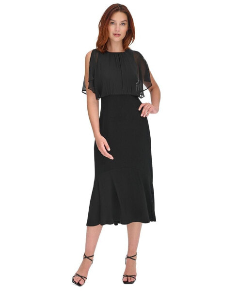 Women's Chiffon-Overlay Midi Dress