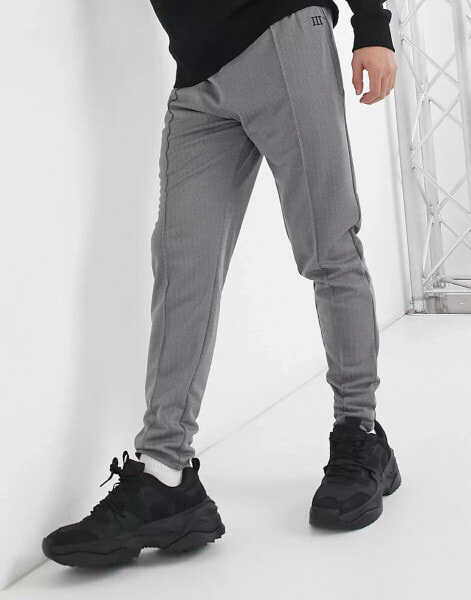 River Island herringbone jogger in black