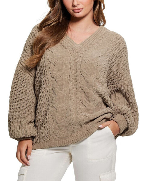 Women's Aki Chenille Cable-Knit Long-Sleeve Sweater