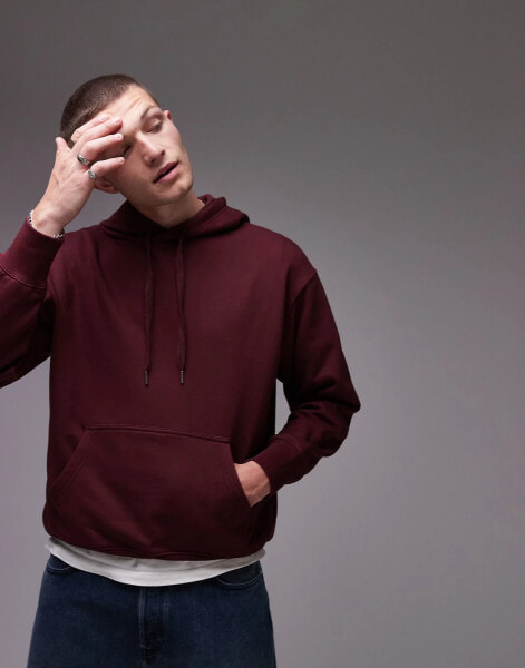 ARKET relaxed terry hoodie in dark red